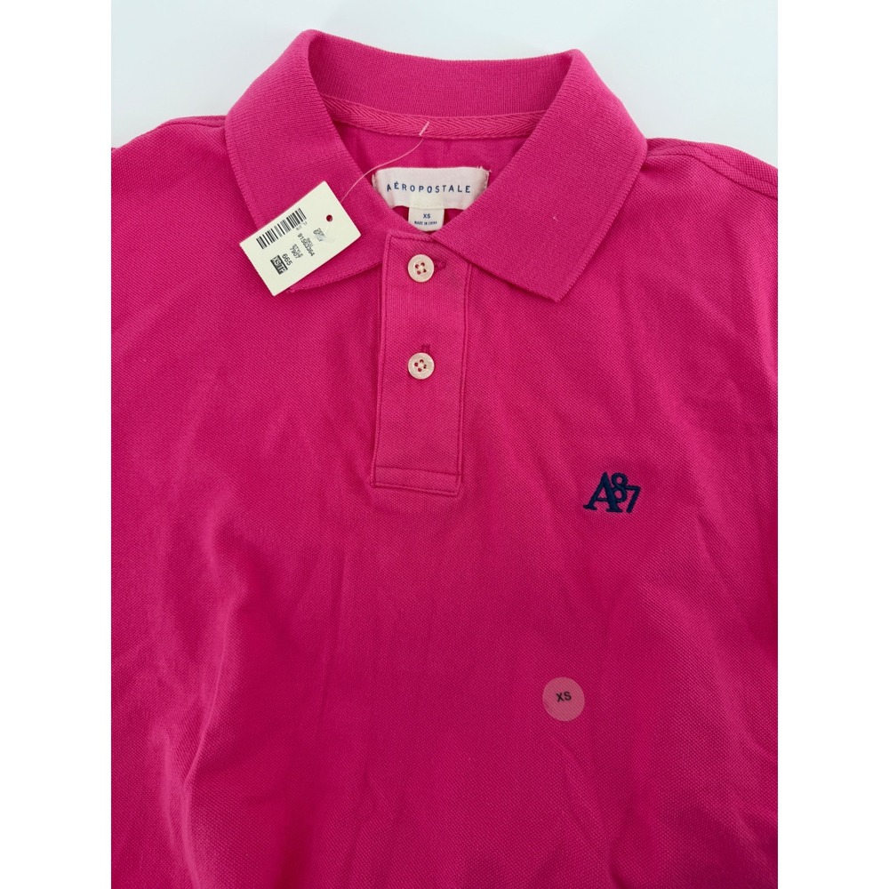 Aeropostale Kids Pink A87 Logo Pique Short Sleeve Polo Shirt XS New‎